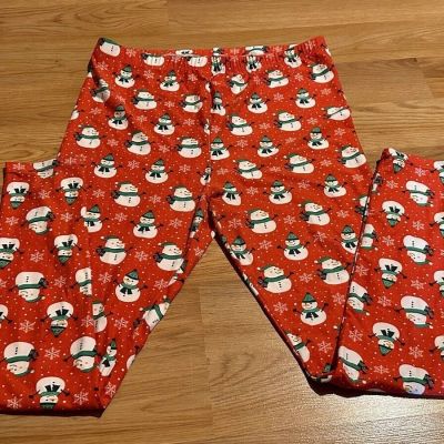 Womens Holiday Snowman Leggings Large